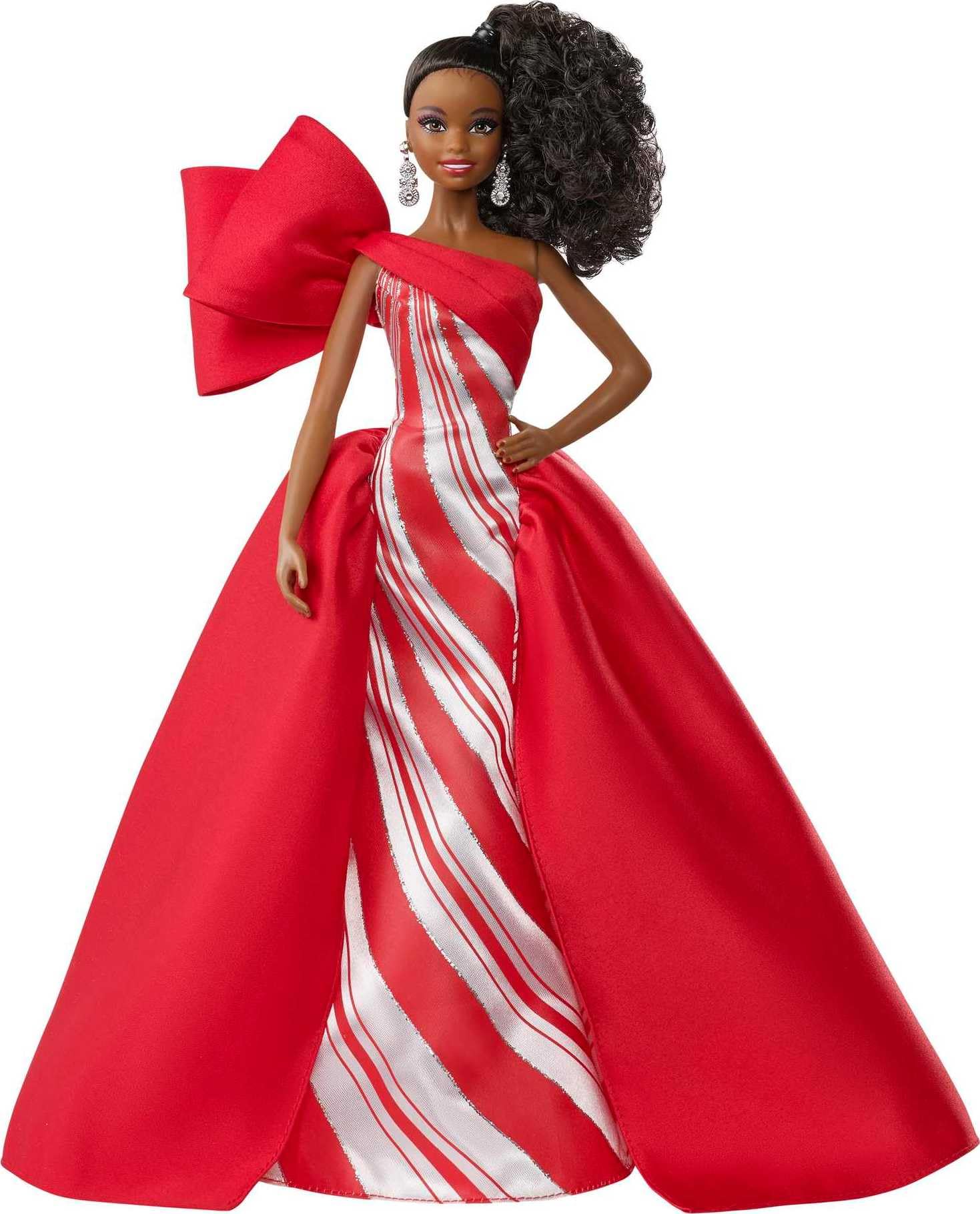 ?2019 Holiday Barbie Doll  11.5-Inch  Blonde  Wearing Red and White Gown  with Doll Stand and Certificate of Authenticity