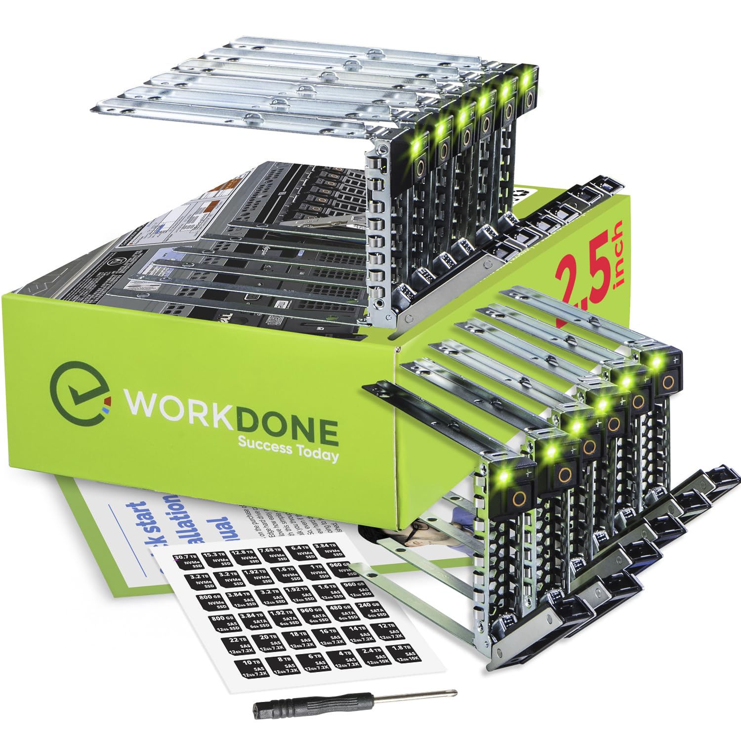 WORKDONE 12個パック 2.5インチドライブキャディ - Dell PowerEdgeサーバーに対応 - 第14世代 R440 R640 R740 R740xd R840 R940 R6415 R750xs XE8545 XC - ステッカーラベル - 明るいLEDトレイ - セットアップマニュアル｜global研究所 29,732円