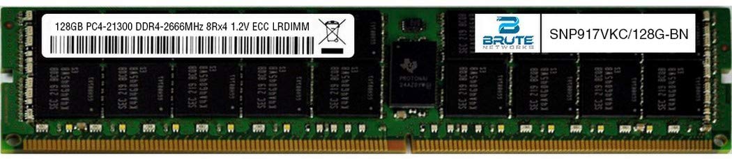 Brute Networks SNP917VKC/128G-BN - 128GB マイコン4-21300 DDR4-2666MHz 8Rx4 1.2V ECC LRDIMM (Equivalent to OEM PN # SNP917VKC/128G)