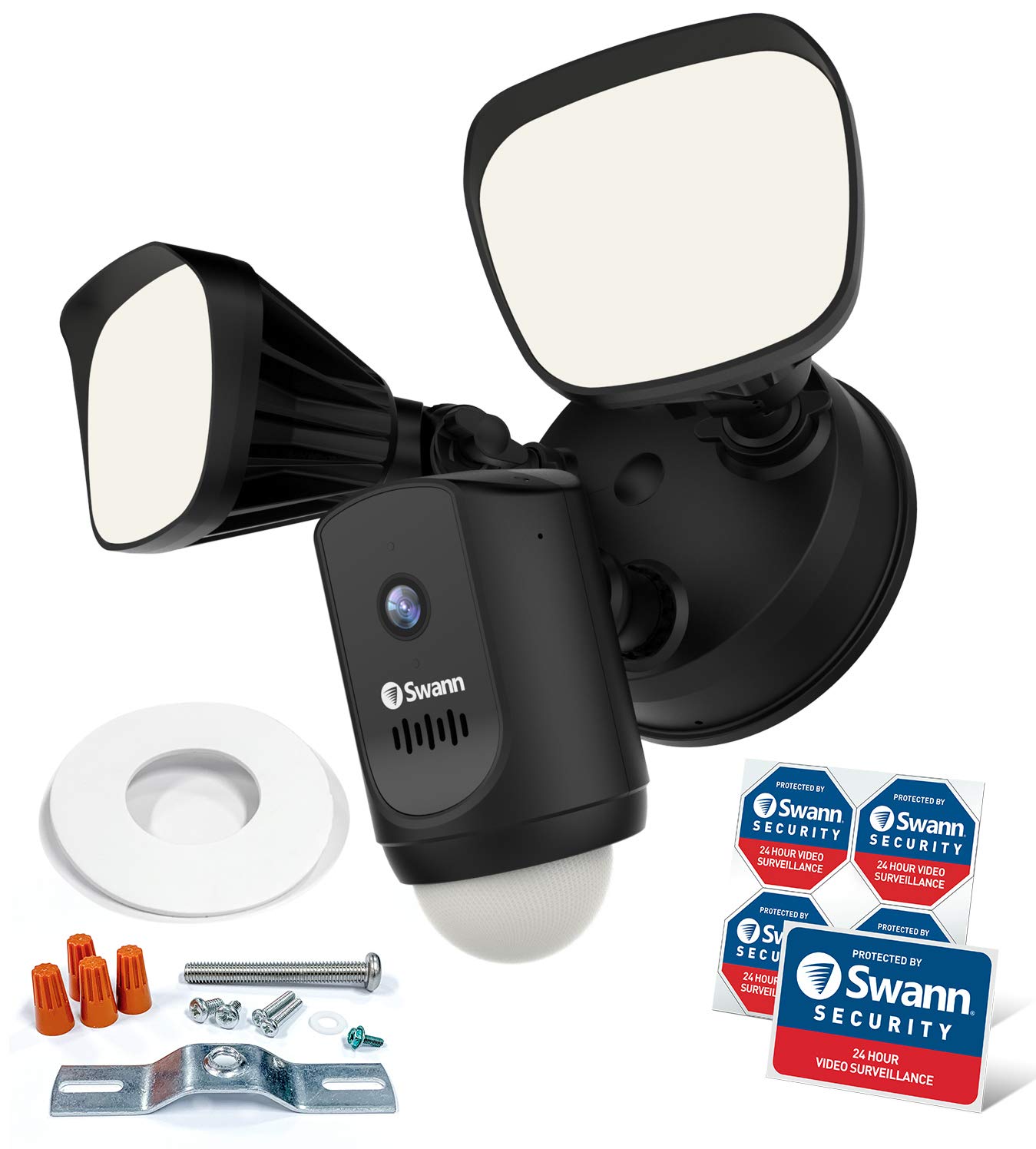 Floodlight Security System  Motion Lighting  True Detect Heat Sensing  2-Way Talk  Siren  Color Night Vision  1080P Camera  Black