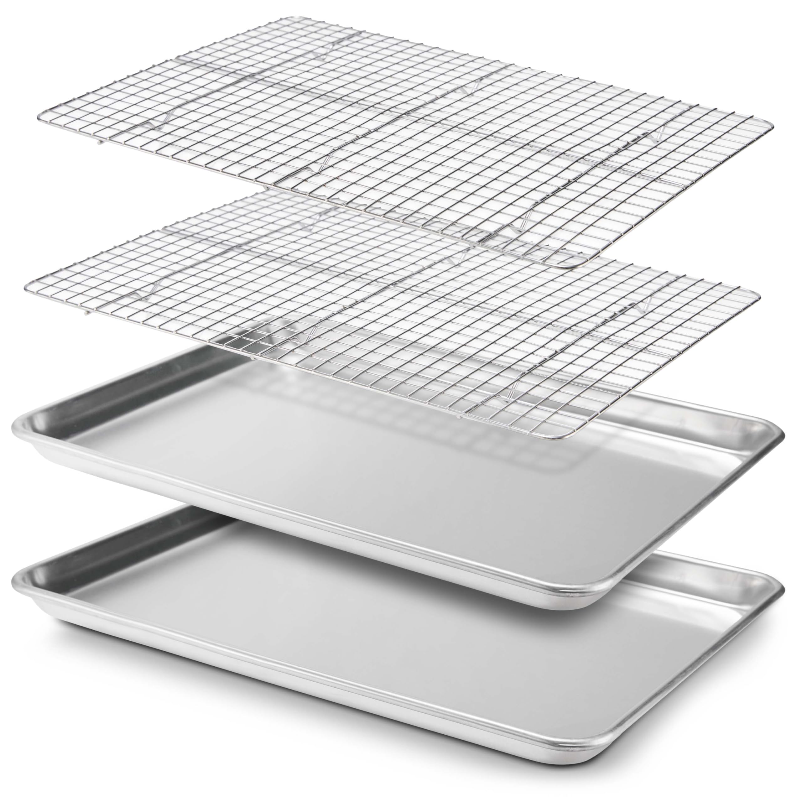 Checkered Chef ベーキングシートと仕合わせ書き割り - ツイン容器に並べる - アルミクッキーシート2枚/ハーフシートパン ステンレススチールオーブン安全性のある冷やかす仕合わせ2個付き添い人