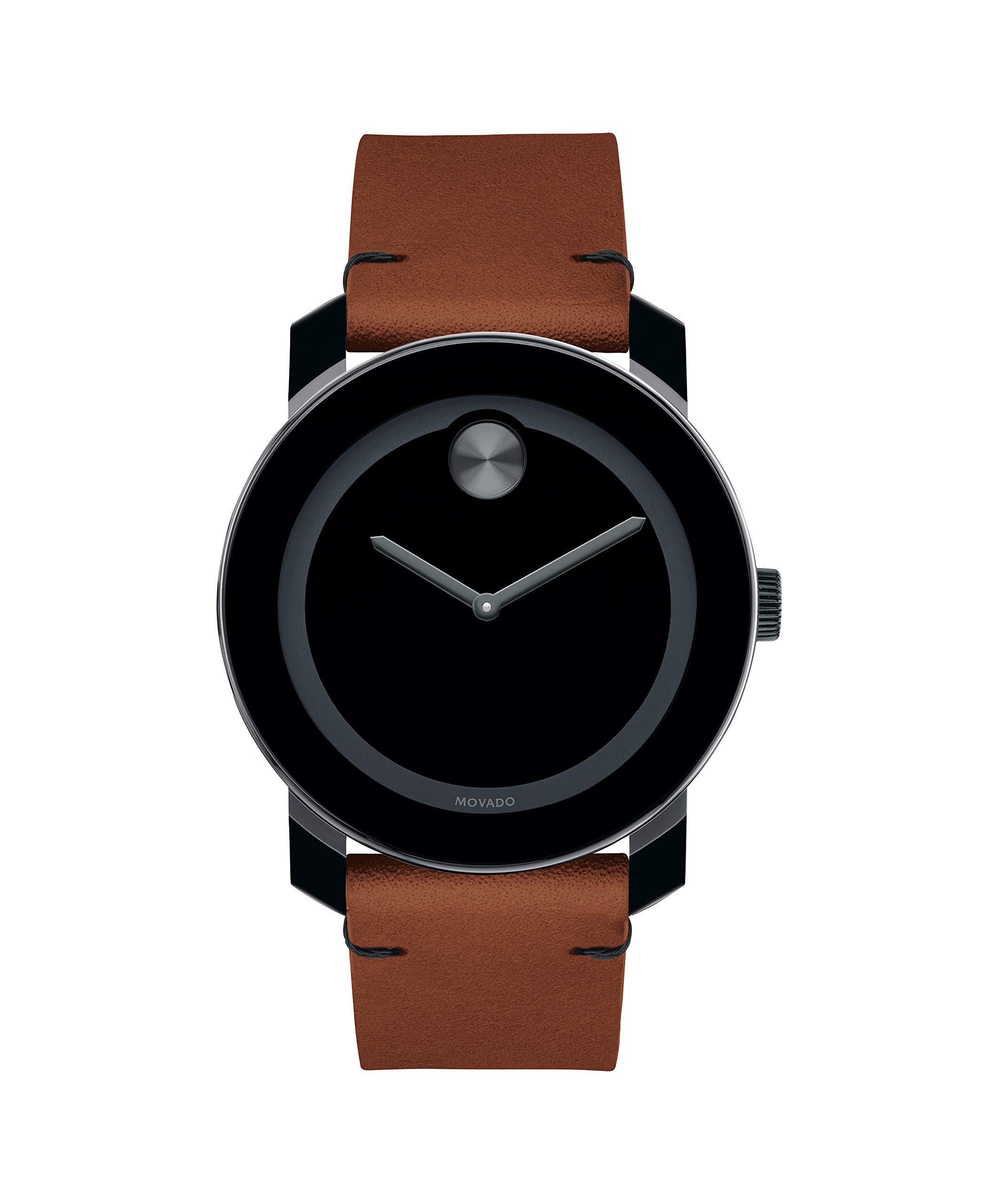 Movado Bold(モバド) ステンレス鋼入れもの 黒いこと文字盤 コニャックレザーストラップセット メンズ 3600600