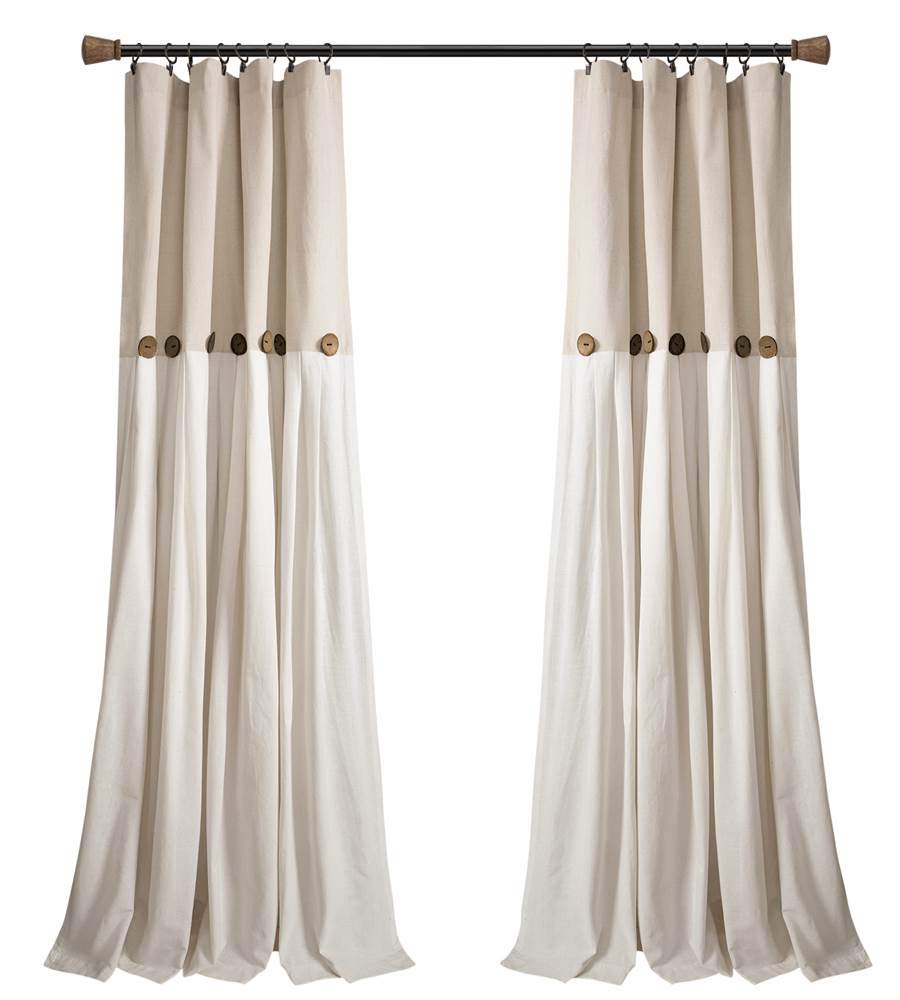 Linen Button Window Curtain Panels Single Linen 40X84