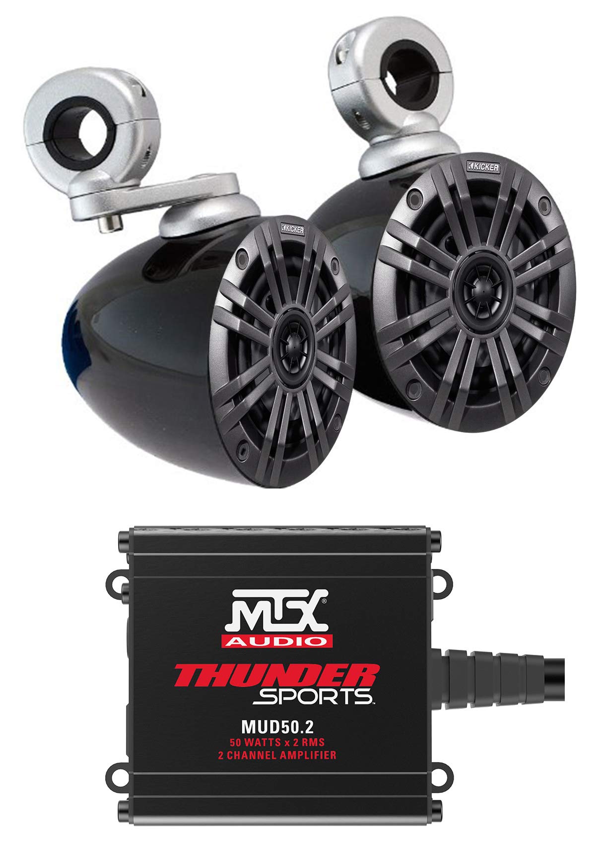 Kicker 45KM44 4インチ 150ワット ロールバー タワー スピーカー MTX アンプ 4 ATV/UTVカート 2個｜global研究所