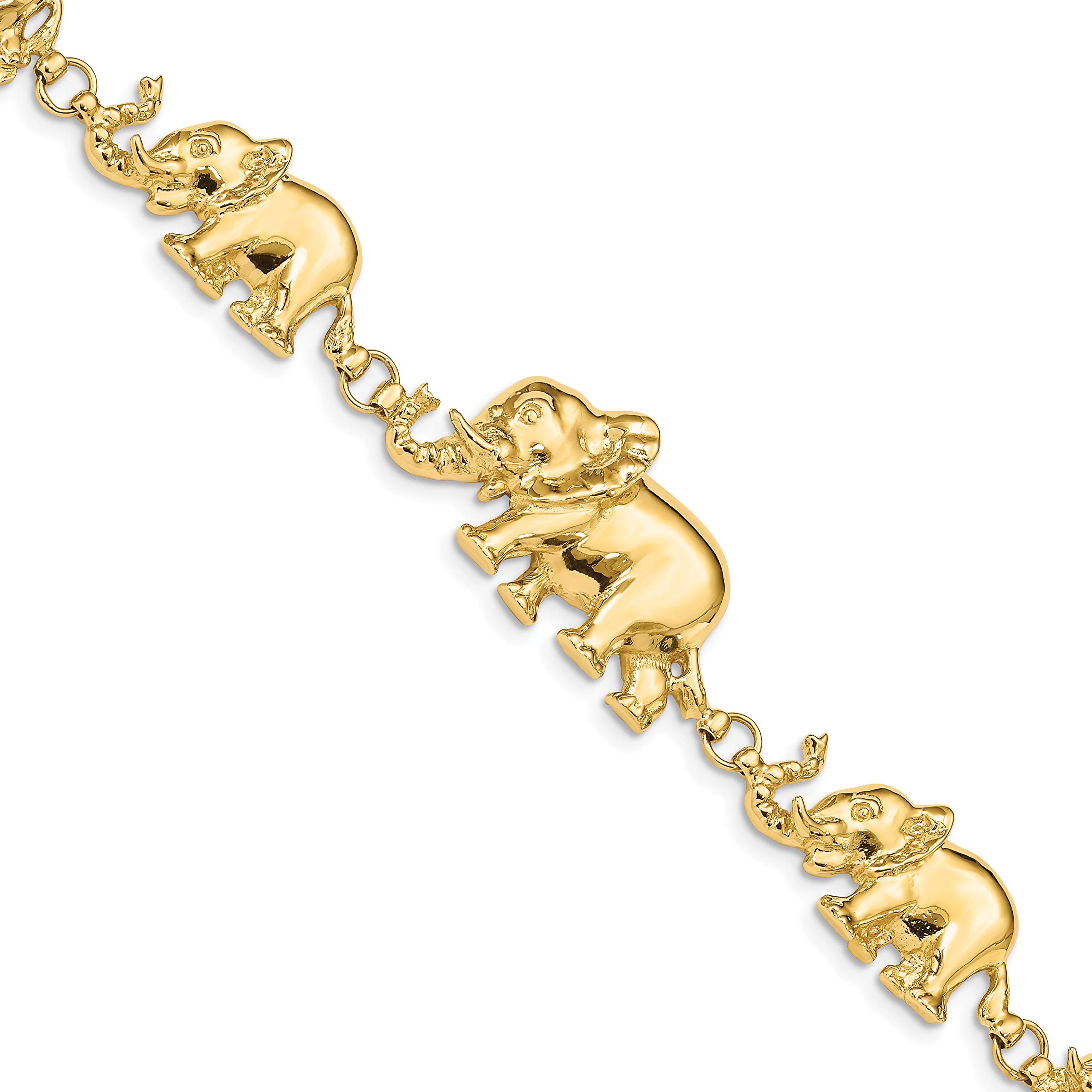 Jewelry Stores Network 14K イエローゴールド ソリッドポリッシュグラデーションエレファントリンクブレスレット 7インチ 7 inch 金属｜global研究所