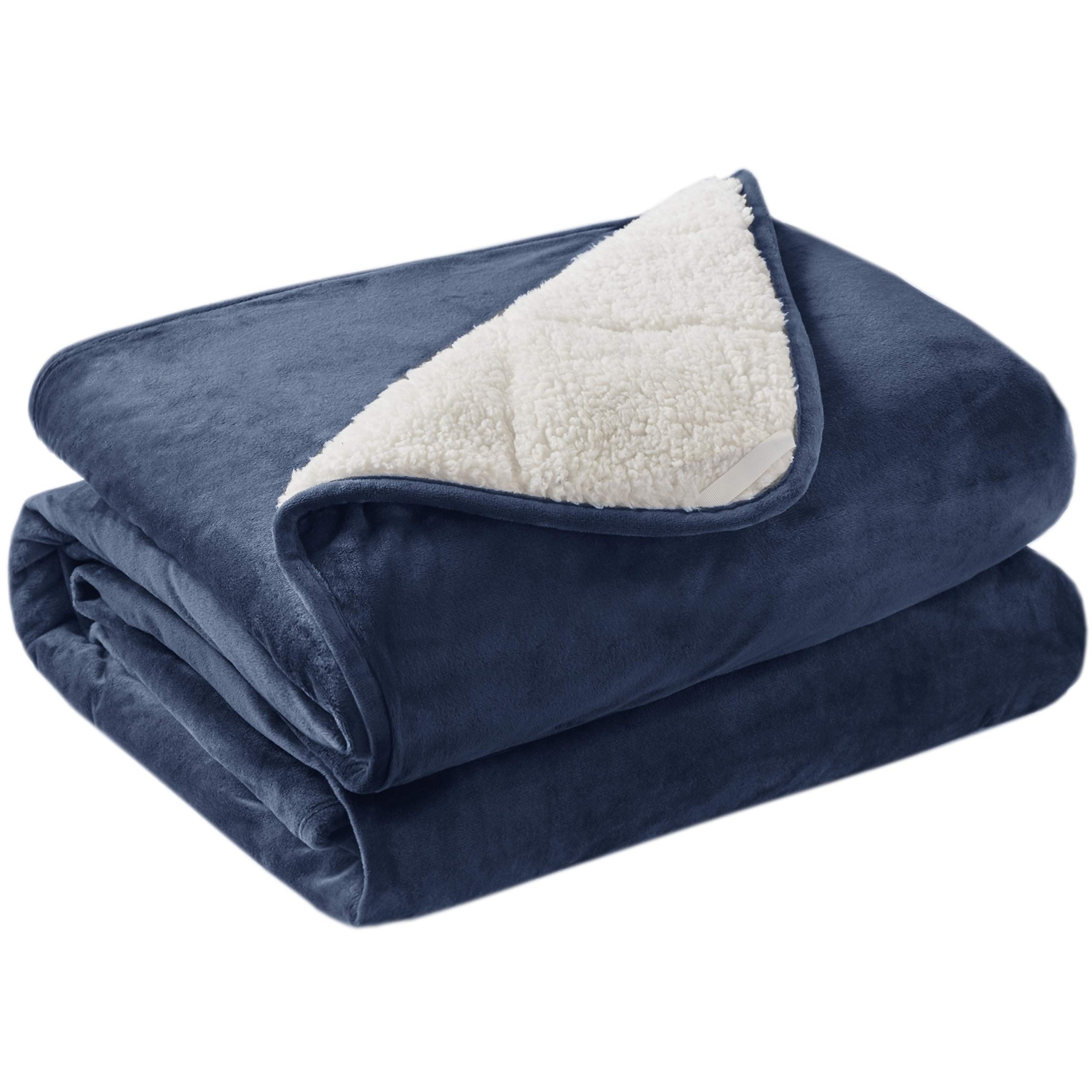 Degrees of Comfort 10ポンド ソフトシェルパフリース 加重スローブランケット カウチ用 レディース キッズ 大人用 超ふわふわスローブランケット フラシ天フランネルトップ付き 50インチ x 60インチ ネイビー｜global研究所