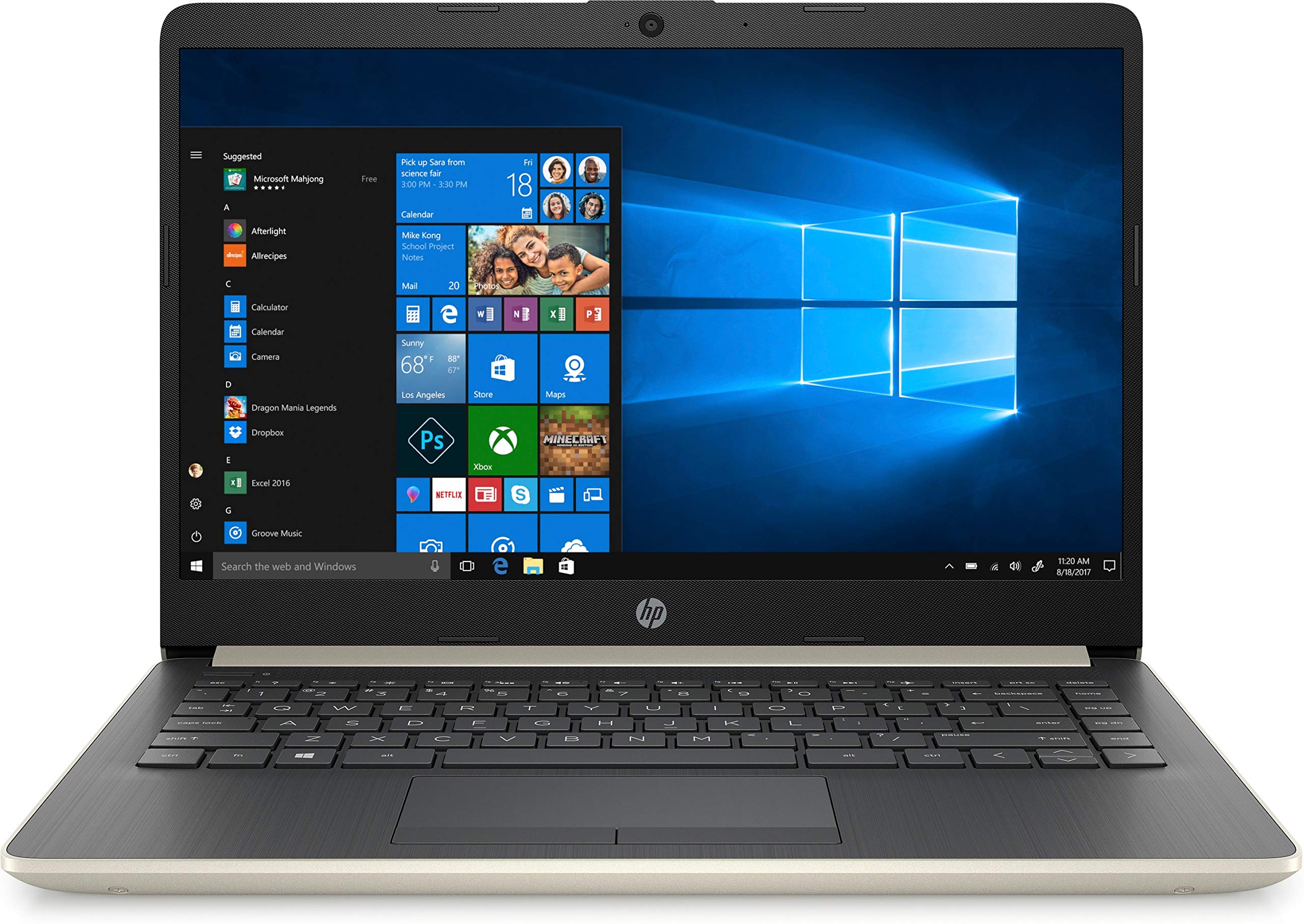 HP 14 Slim Laptop 14 HD Display Ryzen 3 3200U AMD Radeon Vega 3 Graphics 4GB 128GB SSD Pale Gold 14-dk0024wm