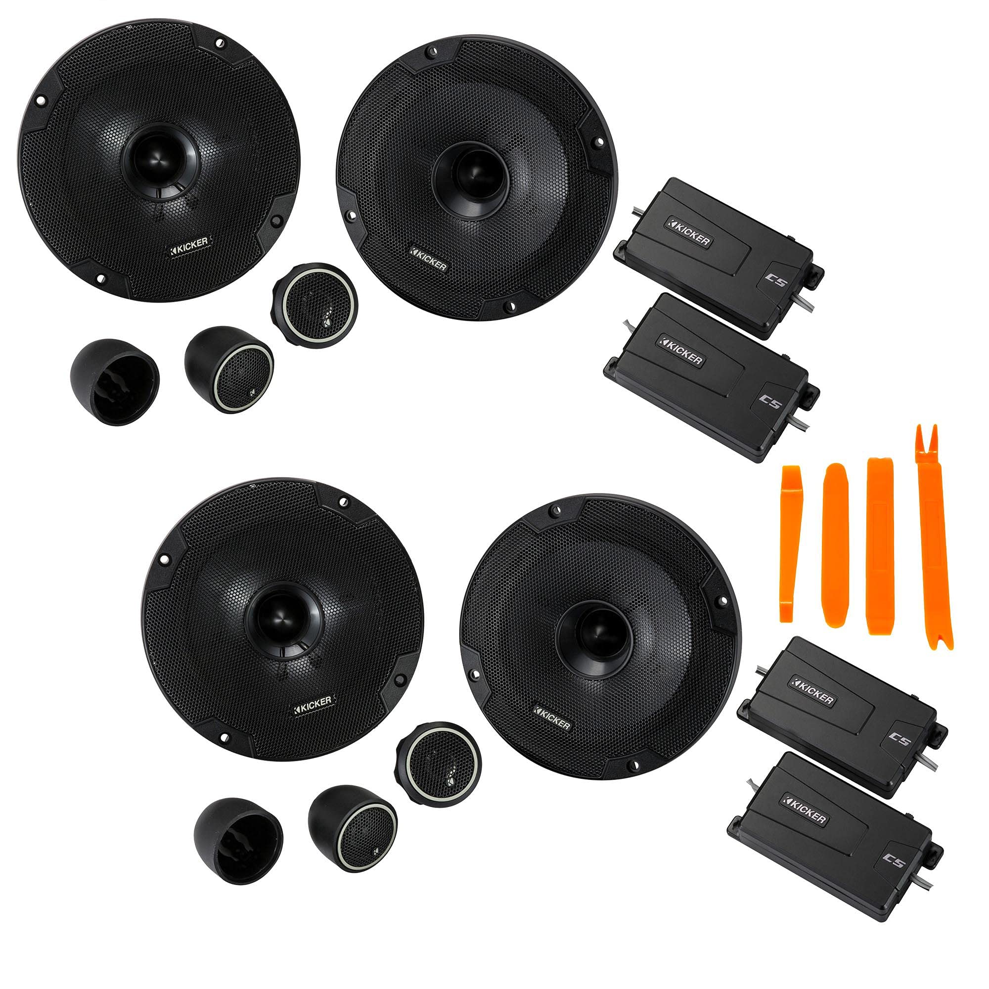 KICKER 46CSS654 - CS-シリーズ CSS65 6.5インチ (160mm) コンポーネントシステム 2組 0.75インチツイーター付き 4オーム (2ペア)|global研究所