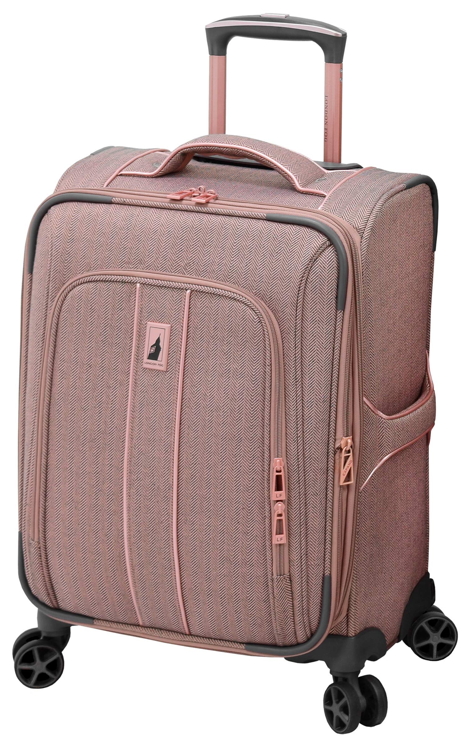 LONDON FOG ニューカッスル ソフトサイド 拡張可能 スピナーラゲージ ローズチャコール ヘリンボーン Carry-On 20-Inch Newcastle Softside 拡張可能スピナーラゲッジ｜global研究所