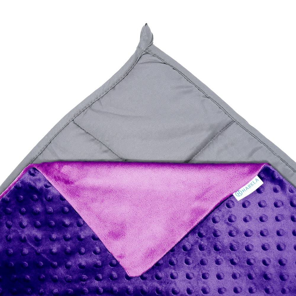 Harkla キッズ 加重ブランケット - 7ポンド 竹製 冷却 加重ブランケット 子供用 - 洗濯可能なミンキーカバーとガラスビーズ入り 重みのあるインナー - 体重40ポンドから70ポンドの感覚を求める方のためにデザイン