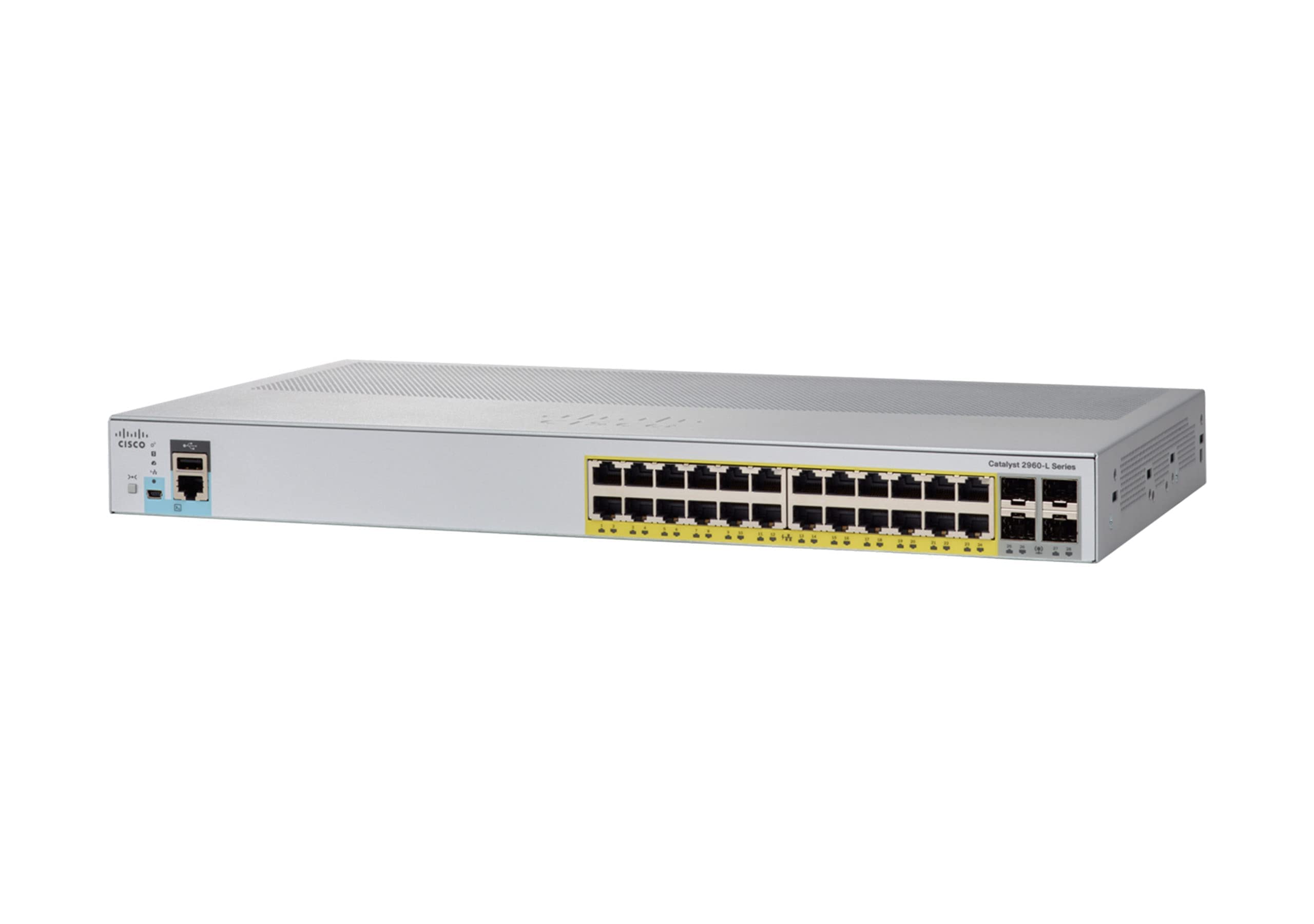 Cisco Catalyst 2960L-24PS-LL ネットワークスイッチ 24ギガビットイーサネットPoE+ポート 195W PoEバジェット 4つの1G SFPアップリンクポート ファンレス操作 エンハンスリミテッド (WS-C2960L-24PS-LL) グレー (リニューアル)