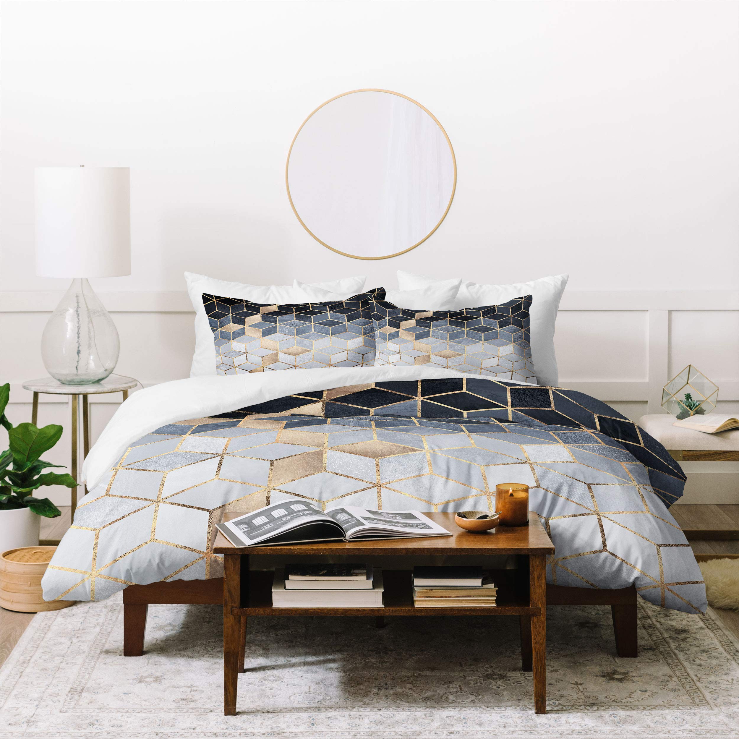 Society6 Elisabeth Fredriksson ソフトブルーグラデーションキューブ 2セット、掛け布団カバー:264.2 cm x 223.5 cm、枕カバー:101.6 cm x 20|global研究所