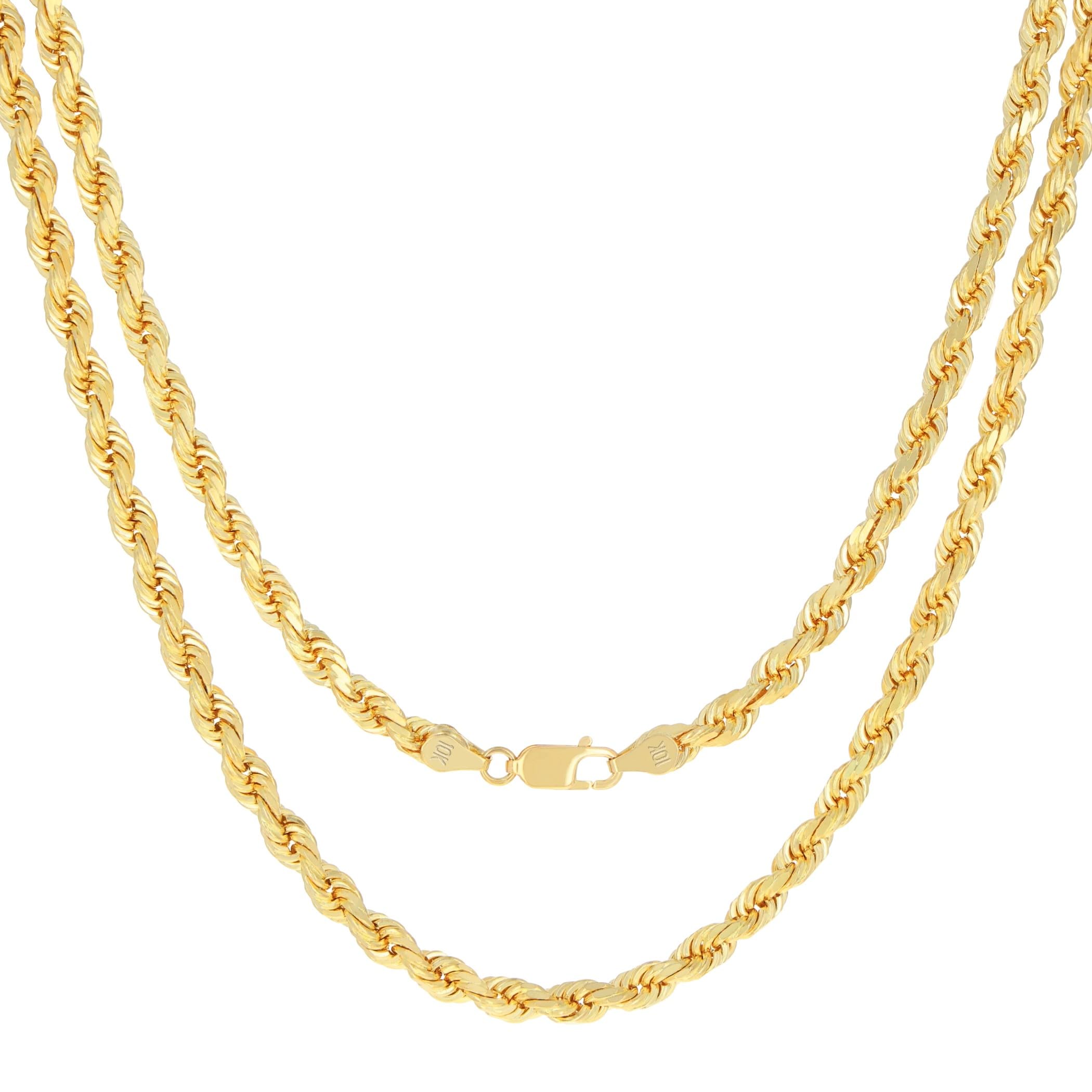 Nuragold 10K イエローゴールド 5mm ロープチェーン ダイヤモンドカット ペンダントネックレス メンズ レディース ロブスタークラスプ 40.6 cm 45.7 cm 50.8 cm 55.8 cm 60.9 cm 61.0 cm 66.0 cm 28 インチ 30 インチ 24 ゴールド 宝石なし