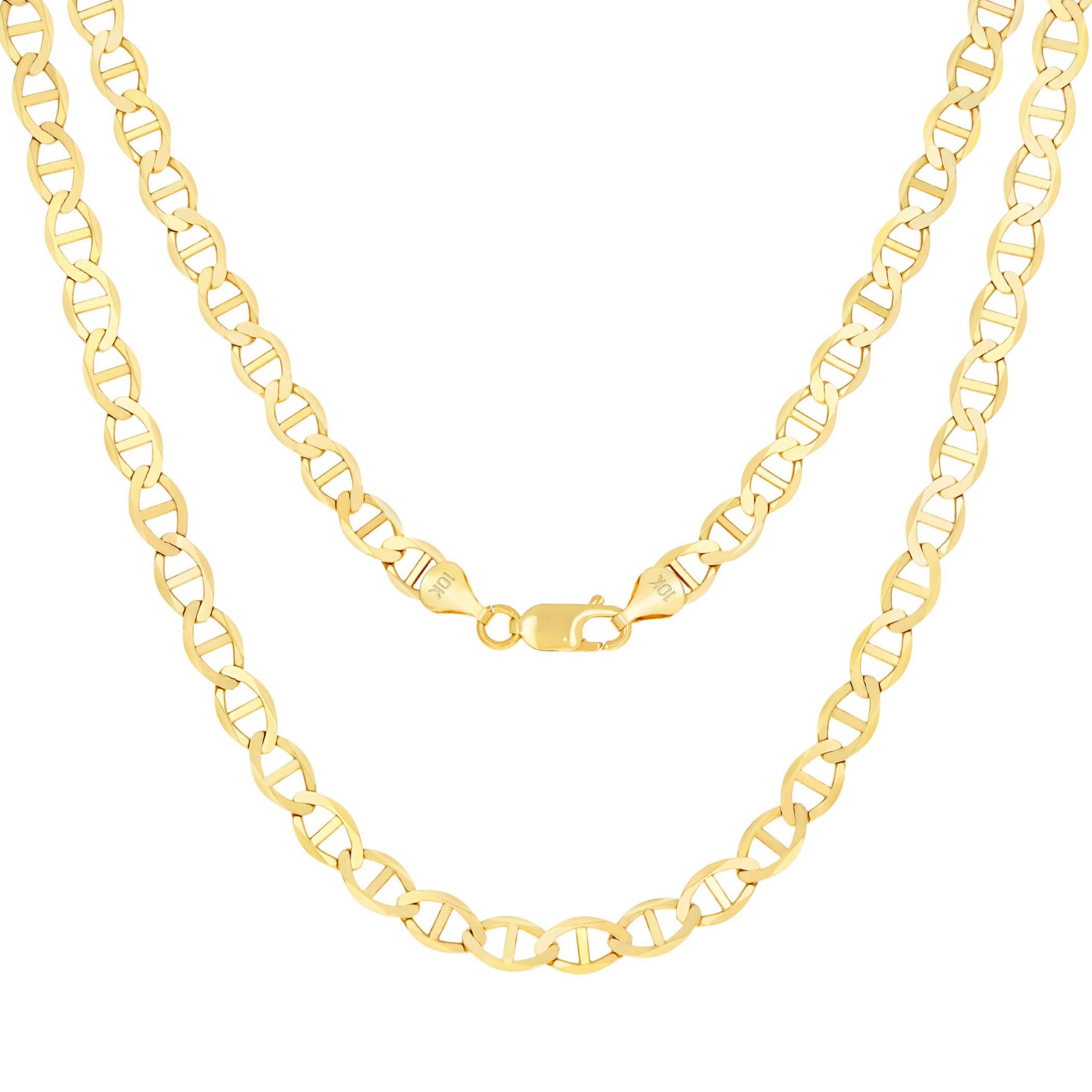 Nuragold 10Kイエローゴールド ソリッド5mm アンカーマリナーリンクチェーンペンダントネックレス メンズジュエリー ロブスタークラスプ 16インチ 18インチ 20インチ 22インチ 24インチ 26インチ 28インチ 30インチ 金属 偽
