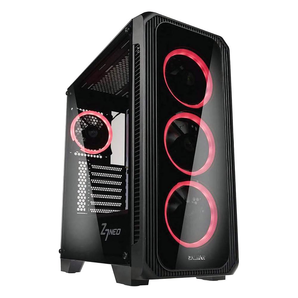 Zalman Z7 NEO ATX ミッドタワーゲーミングPCケース、強化ガラス製サイドパネル、4Xプリインストール済み120mm RGB LEDリングファン、ハイエンドPCキャビネット。|global研究所