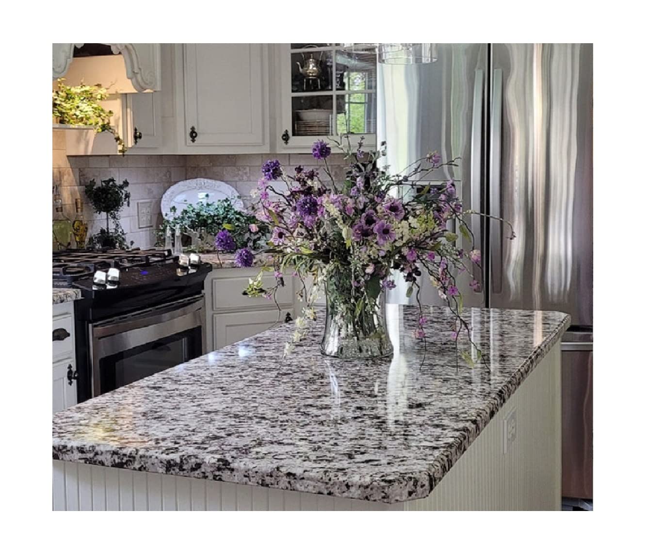Ez Faux Decor 防水 自己粘着 ブラック グレー ホワイト 花崗岩ロール キッチン カウンタートップ アップデート ピールアンドスティック 自己粘着ビニール 36インチ x 144インチ