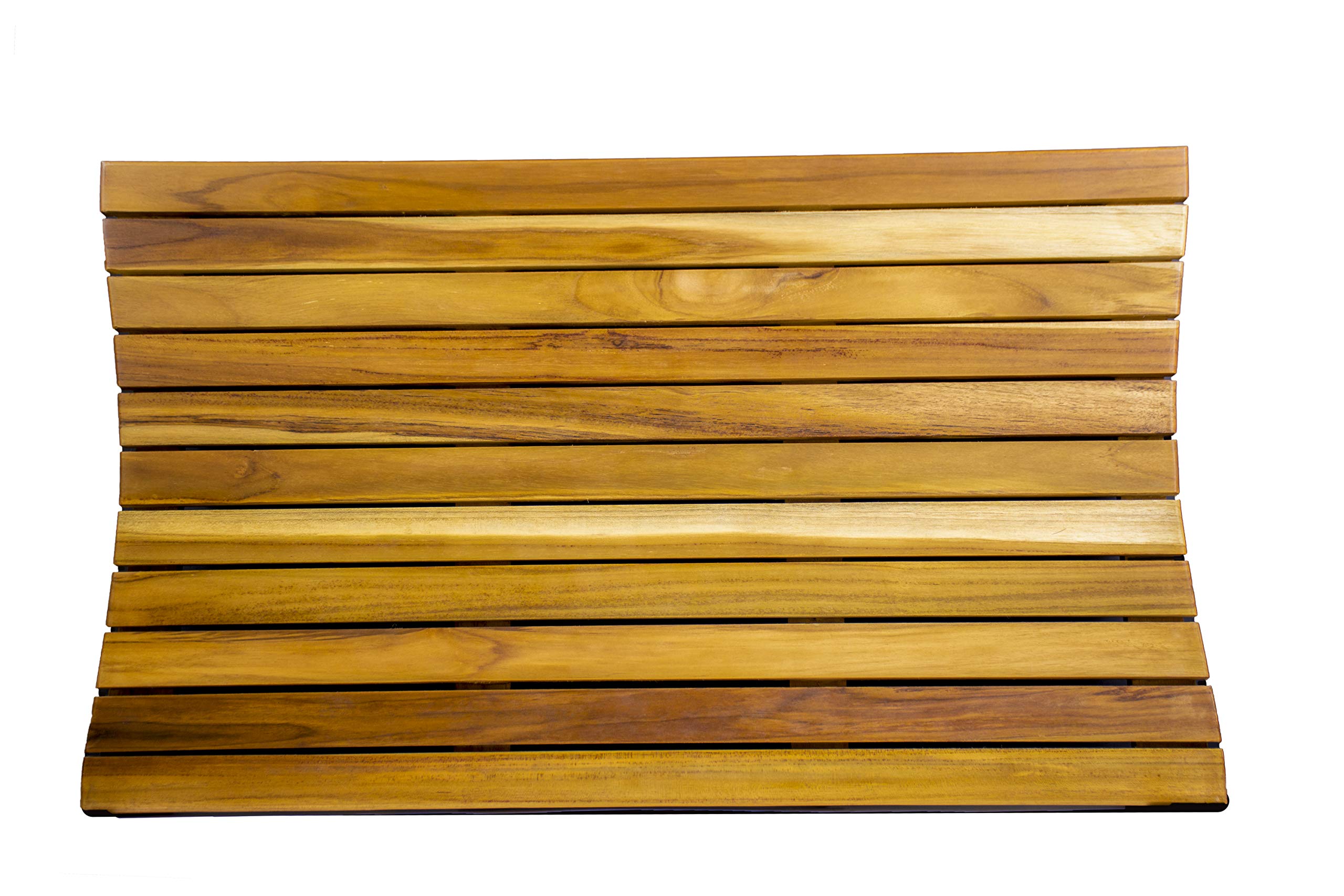 EcoDecors 31インチ x 18インチ チーク材 シャワー バスフロアマット - Natural EarthyTeak