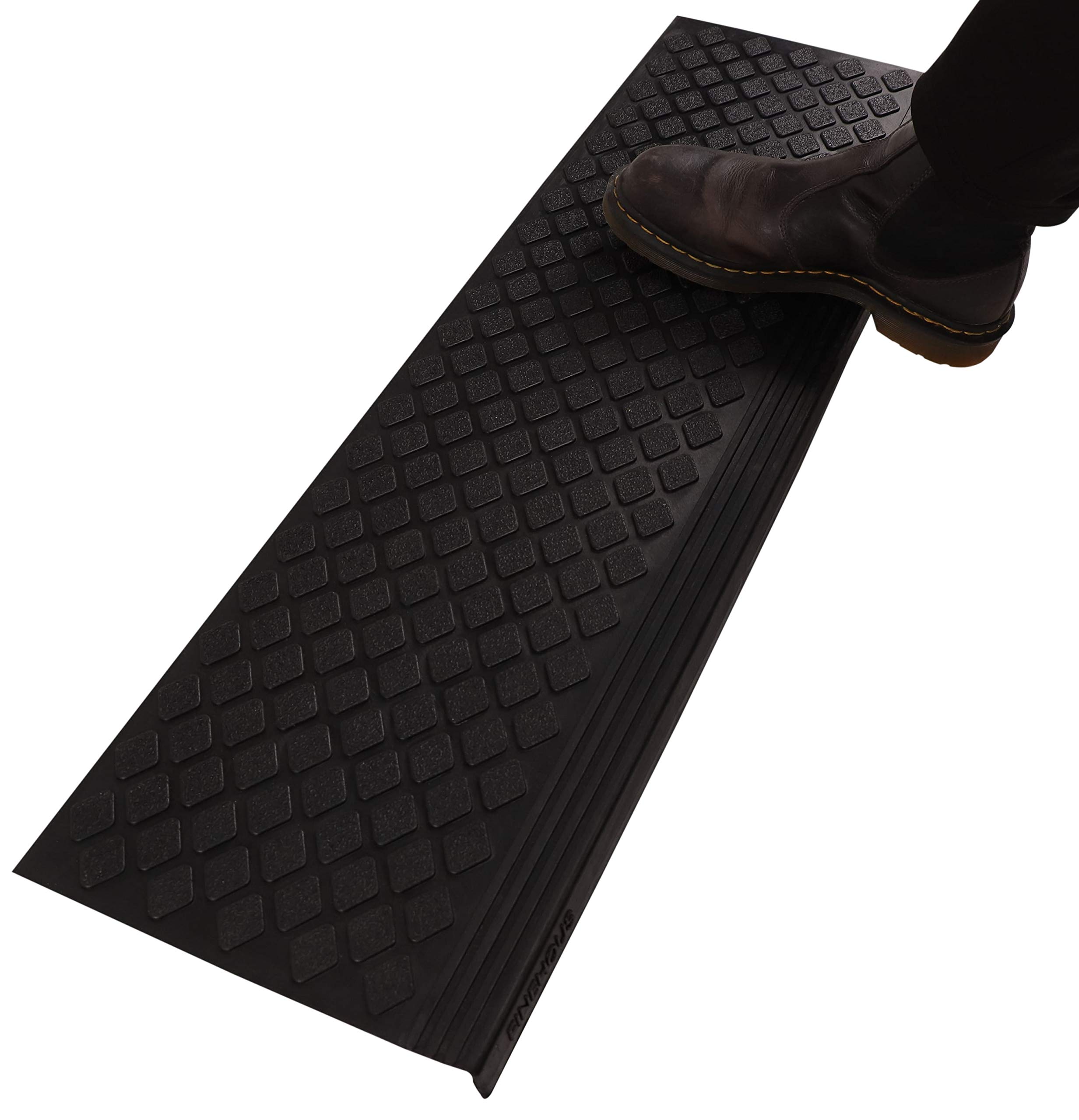 FINEHOUS ゴム製階段用踏み板 滑り止め アウトドア 88.9 cmx25.4 cm (5枚パック) ? 滑り止めステップマット 鼻付き