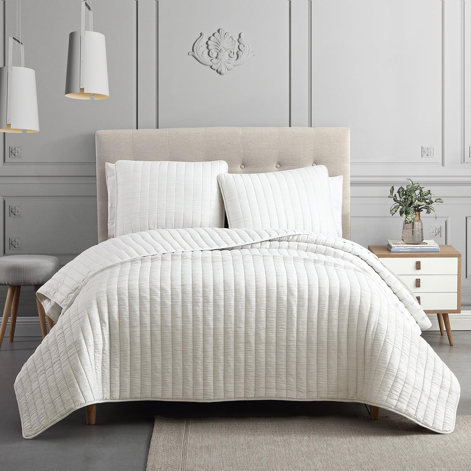 Riverbrook Home ムーンストーンキルトセット キング 3点セット アイボリー｜global研究所 19,845円