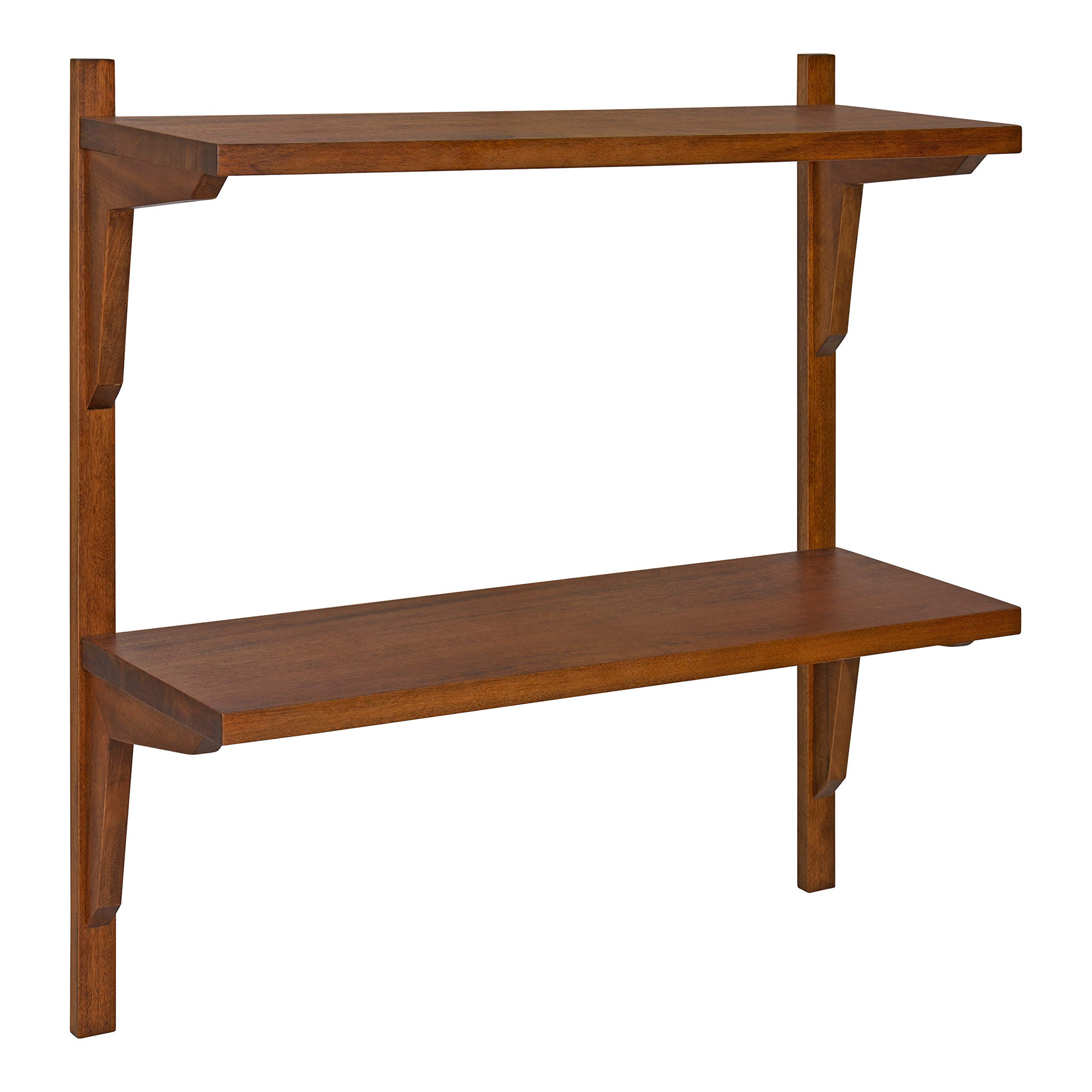 Kate and Laurel Meridien Mid-Century Wall Shelves 24 x 8 x 24 Walnut Transitional Wall Decor and Storage 141［並行輸入］