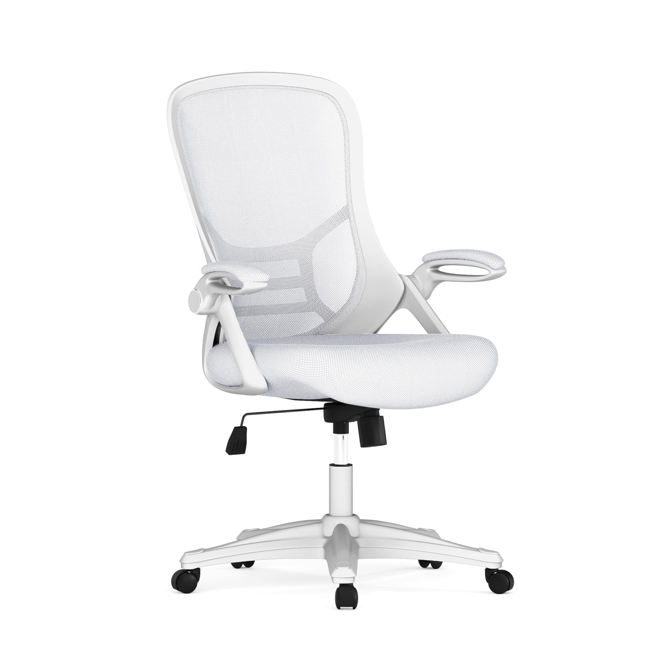 Flash Furniture 白いことひな形とフリップアップアームBIFMA御墨付きとハイバックホワイトメッシュ万物の霊長科学技術スイベルオフィスチェア