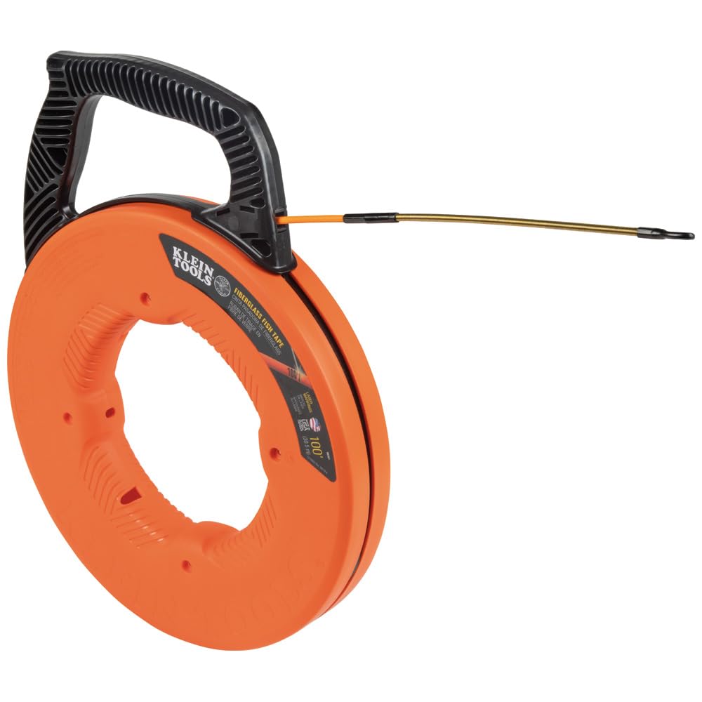 Klein Tools 56351 Fish Tape Fiberglass Wire Puller with Spiral Steel Leader Optimized Housing and Handle 100-Foot x 0.182-Inch|global研究所