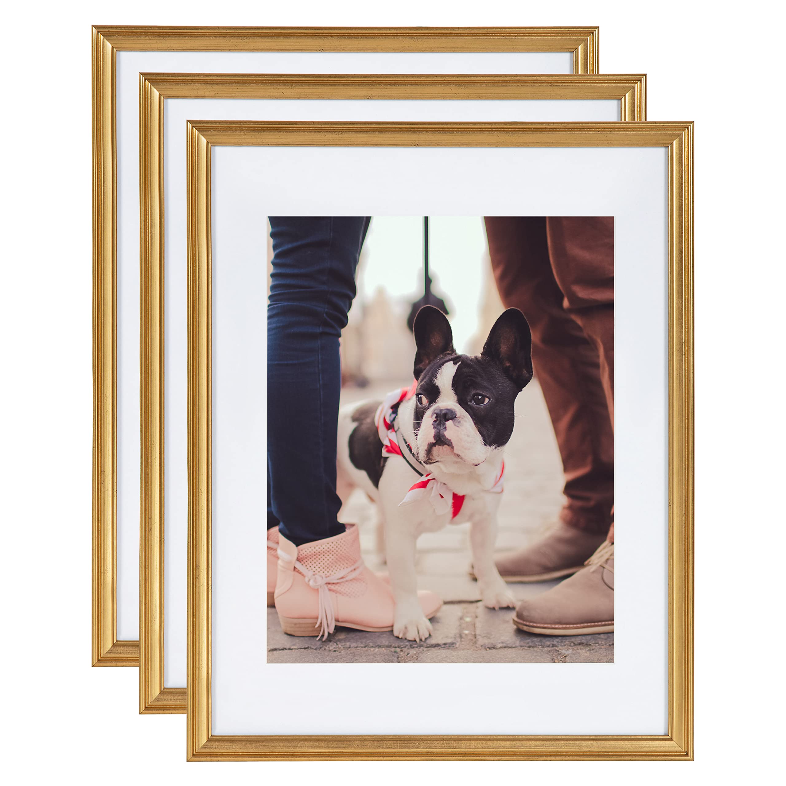 Kate and Laurel Adlynn Wall Picture Frame Set 14 x 18 matted to 11 x 14 Gold Set of 3 141［並行輸入］