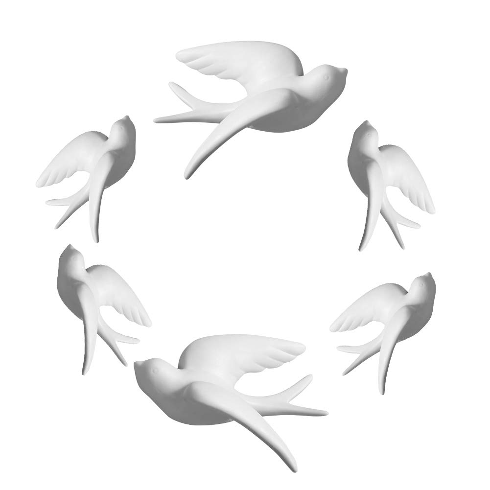 Dorlotou 白いこと 陶芸 黄雀 ツバメ 鳥 壁据え置き かざり付ける 飾りつけ 臥し所 リビング 苑地 壁 刻みつける 6個仕掛ける