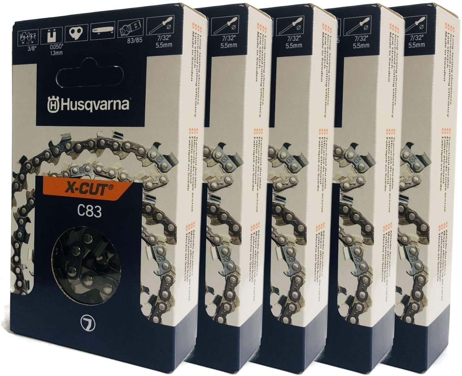 Husqvarna 585550084 24インチ C83 Xカット 24インチチェーン 3/8インチ 0.50インチ 84 DL 5個パック