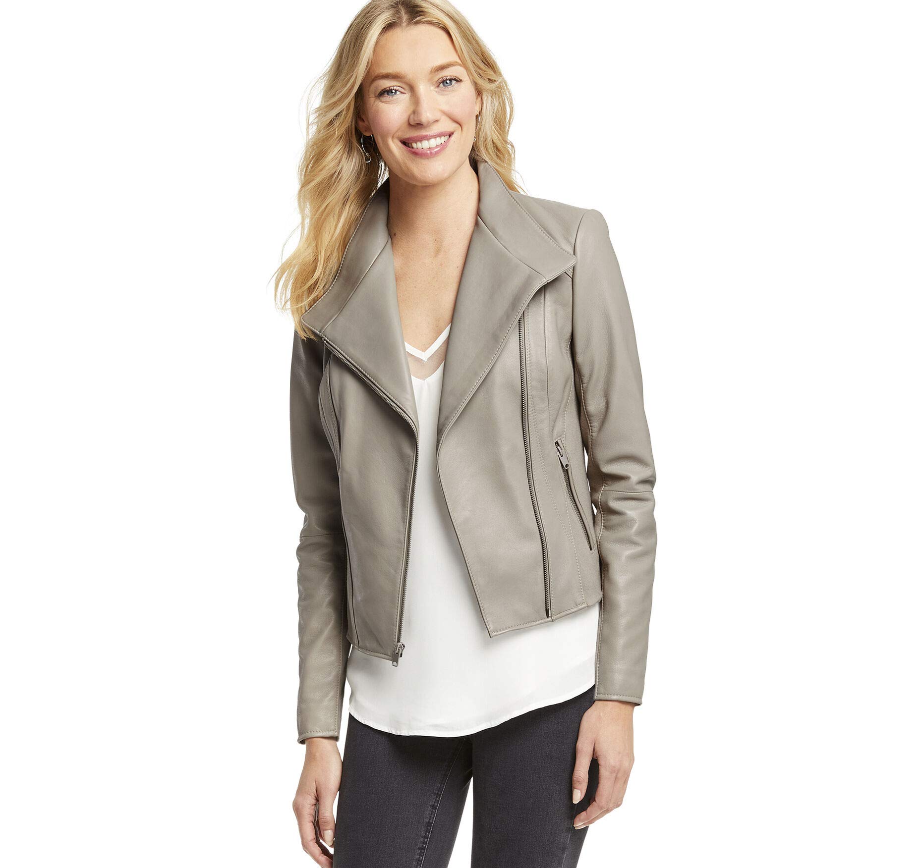 Johnston & Murphy レディース 軽量 レザー モト ライトグレー Medium|global研究所