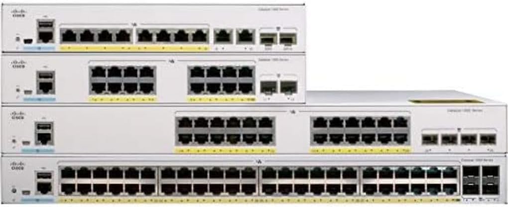 Cisco Catalyst 1000-24P-4G-L ネットワークスイッチ 24ギガビットイーサネット(GbE) PoE+ポート 195W PoE予算 4 1G SFP アップリンクポート ファンレス操作 強化リミテッド (C1000-24P-4G-L)｜global研究所