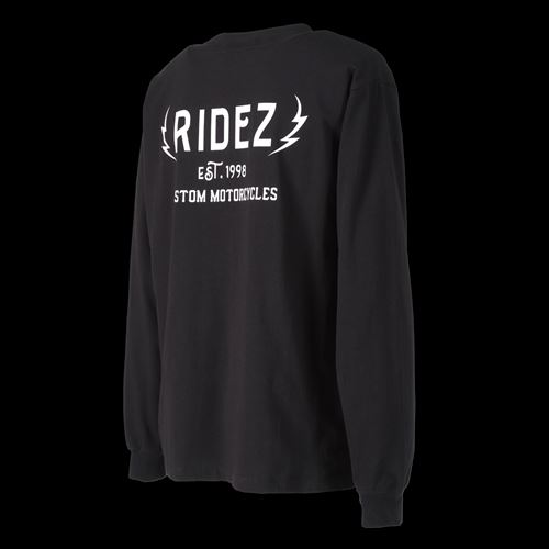 RIDEZ　ライズ 【4527625114029】 RIDEZ THUNDER LOGO L/S TEE BK L RD7004　ロングTシャツ　ブラック　Lサイズ