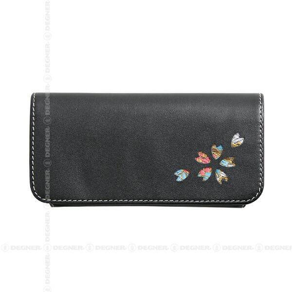 【4524486069659】 WV-12K 花山レザーウォレット [都桜-BK] デグナー(DEGNER)
