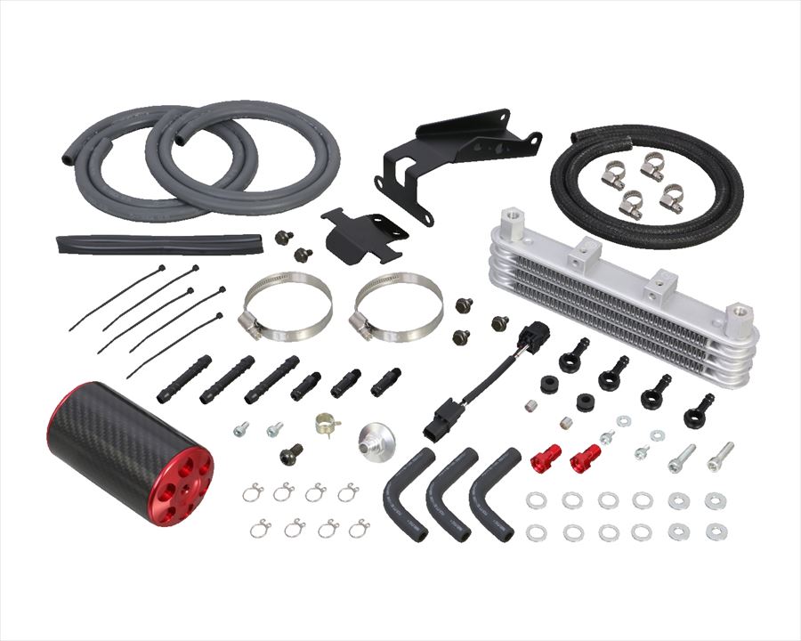 【4990852110490】 360-1300120 スーパーオイルクーラーKIT　3段コア・オイルキャッチタンク（レッド）付 KITACO(キタコ) ｜GLOBAL MOTO