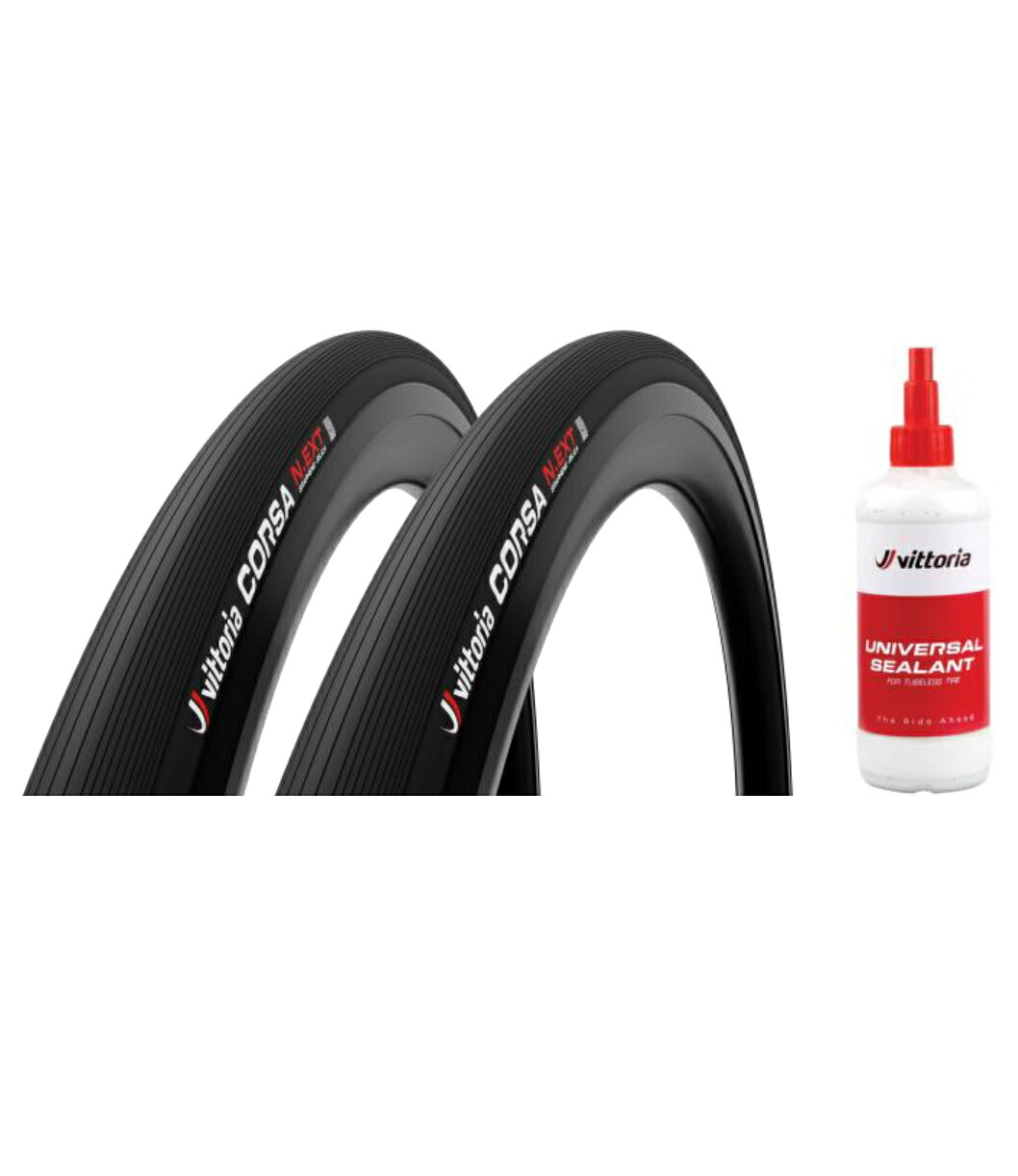 Vittoria ヴィットリア 【8022530037044】 CORSA N.EXT TLR TWIN PACK　700×28C　　 BLACK　タイヤ　2本　シーラント　セット