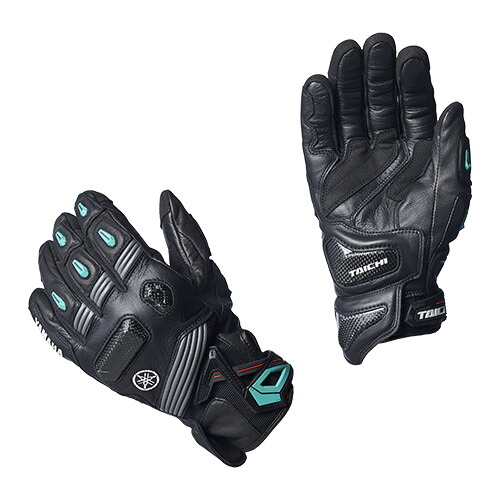 Y'S GEAR YAMAHA Q5F-RST-Y11-01X YL4003 スポーツレザーグローブ ダークグレー/シアン XL バイク用 Q5FRSTY1101X RSタイチOEMモデル|GLOBAL MOTO
