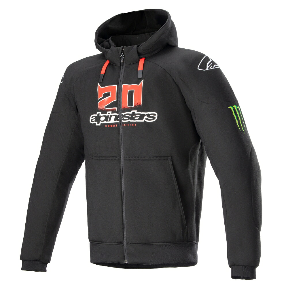 アルパインスターズ 【8059347271095】 FQ20 CHROME IGNITION MONSTER HOODIE 1225BK WHITE BRIGHT RED L 4201623｜GLOBAL MOTO