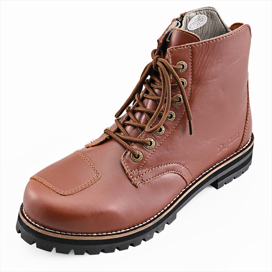 DAYTONA(デイトナ) 【4909449662489】 62842 DS-004 WP レースアップブーツ ブラウン 24.5cm レディース バイク ブーツ ライディングブーツ 防水 本革 牛革 シフトパッド付き サイドジップ