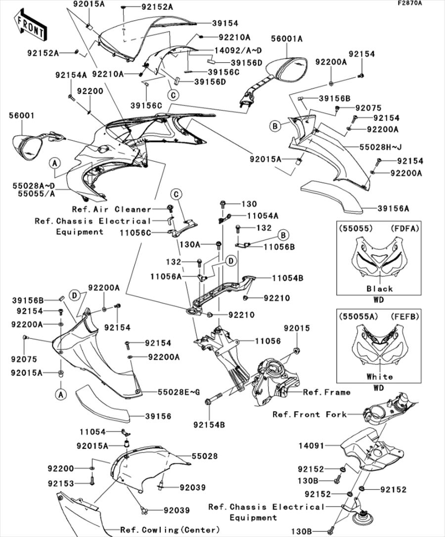 Kawasaki カワサキ 純正部品 11054-1307 ブラケット、ミラー
