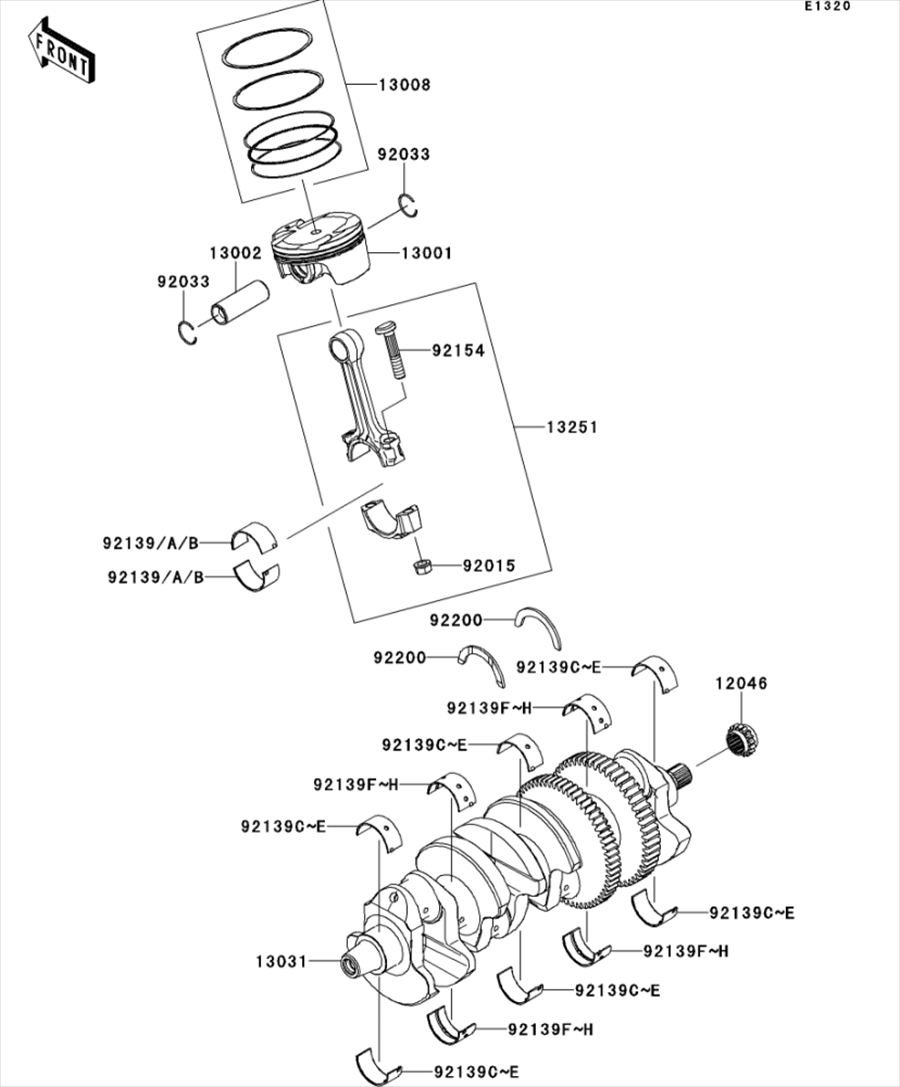Kawasaki カワサキ 純正部品 13008-0556 RINGーSETーPISTON