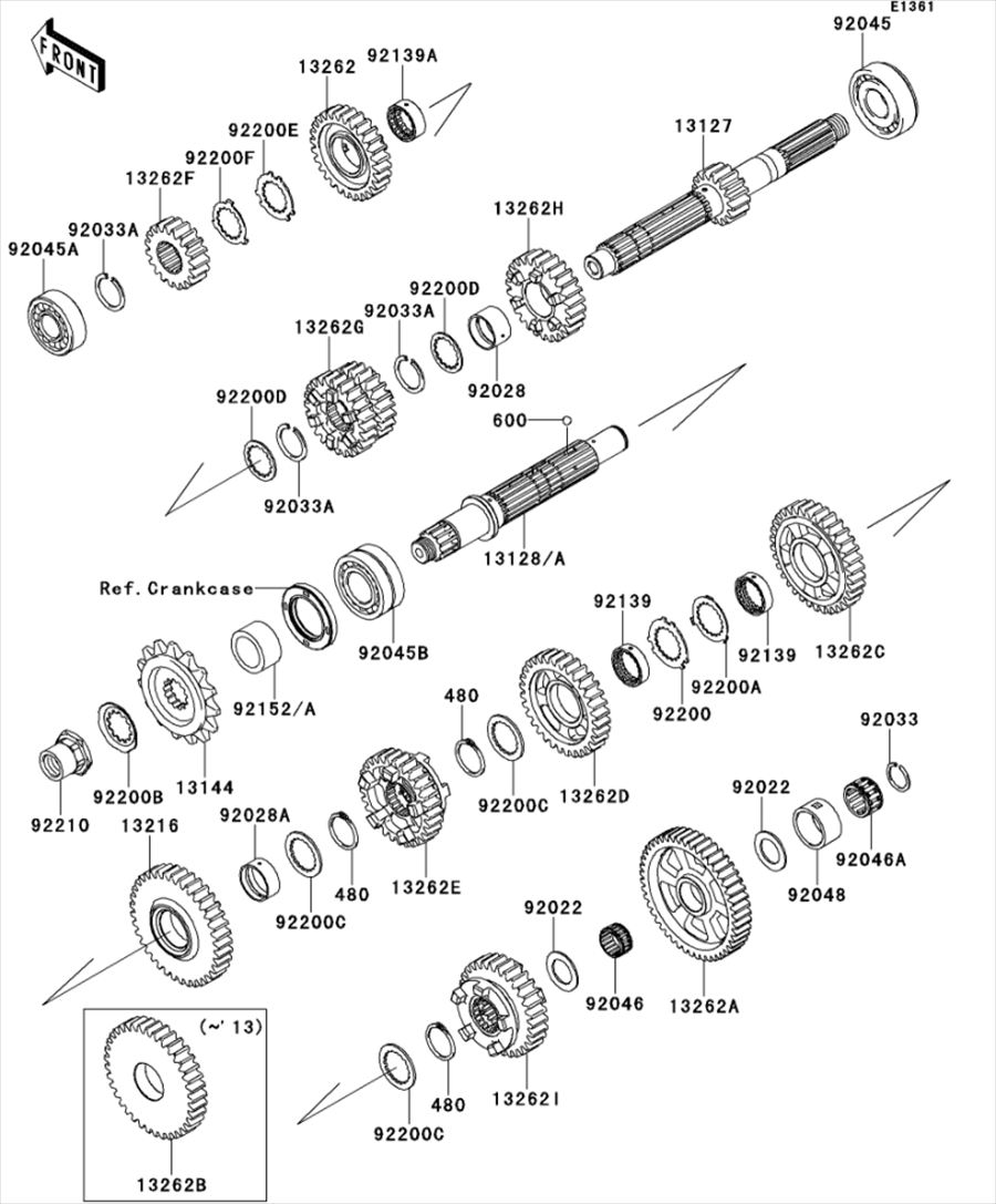 Kawasaki カワサキ 純正部品 13262-0945 ギヤ、アウトプット TOP、29T