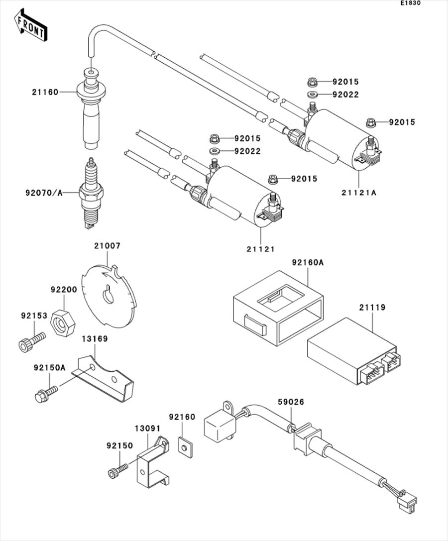 Kawasaki カワサキ 純正部品 21121-1110 コイル(イグニション)、#1