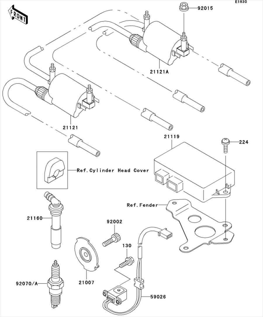 Kawasaki カワサキ 純正部品 21121-1235 コイル(イグニション)、#１＆#４ 12,537円