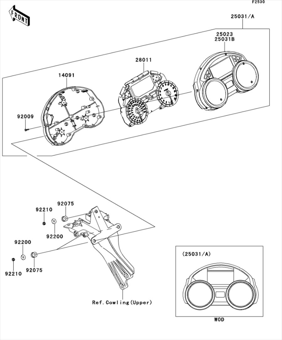 Kawasaki カワサキ 純正部品 28011-0570 メータ、スピード&タコメータ&LCD