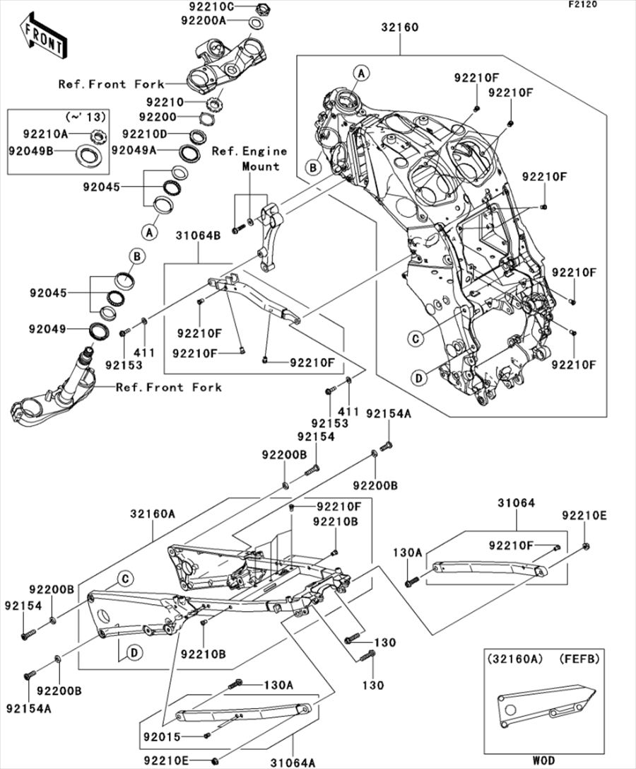 Kawasaki カワサキ 純正部品 31064-0099 パイプコンプ、サブ フレーム、LH 11,986円
