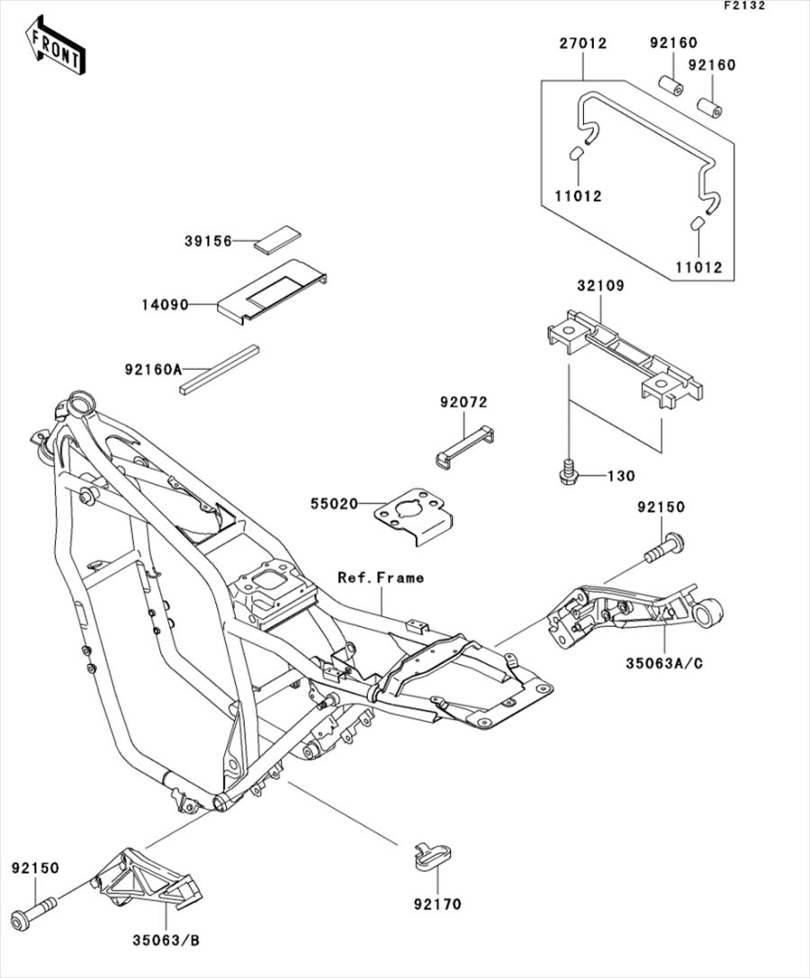 Kawasaki カワサキ 純正部品 35063-0435 ステー、ステップ　ホルダ、LH