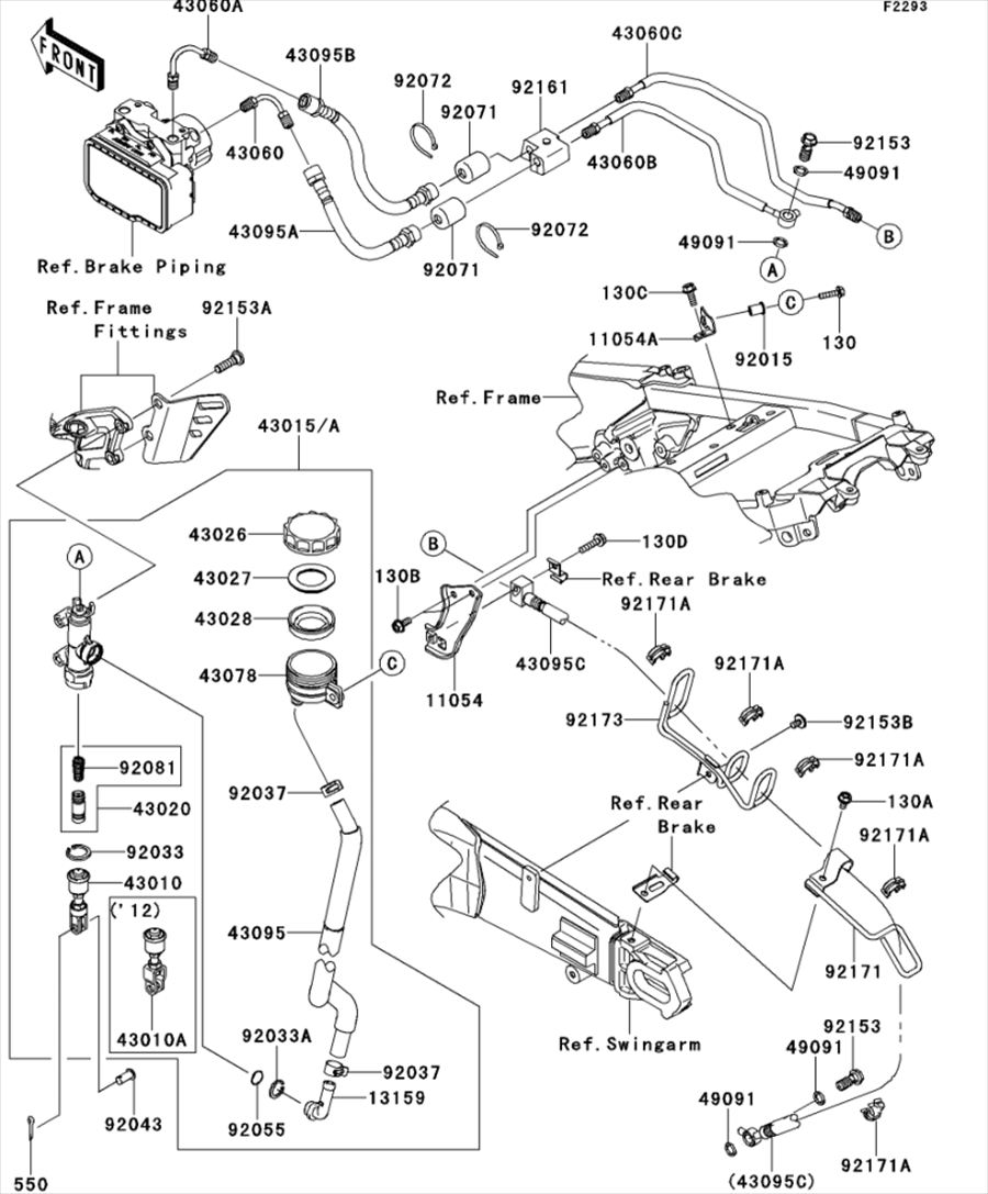 Kawasaki カワサキ 純正部品 43015-0056 シリンダアッシ(マスタ)、RR