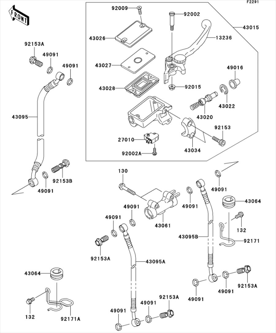 Kawasaki カワサキ 純正部品 43020-1054 ピストンコンプ(ブレーキ)、FR