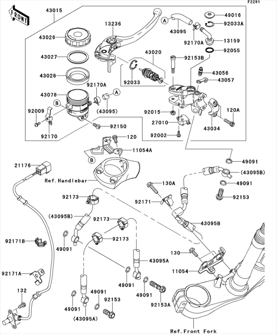 Kawasaki カワサキ 純正部品 43095-0400 ホース(ブレーキ)、FR