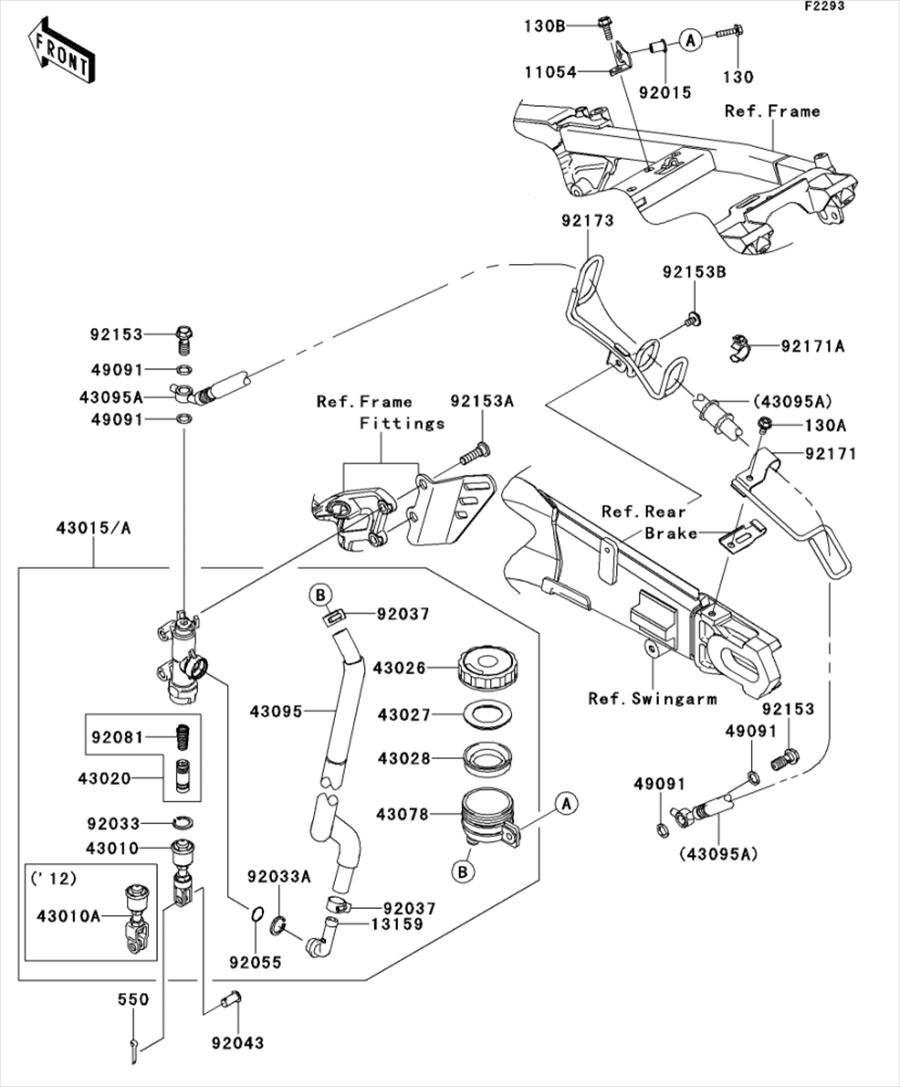 Kawasaki カワサキ 純正部品 43095-0401 ホース(ブレーキ)、RR